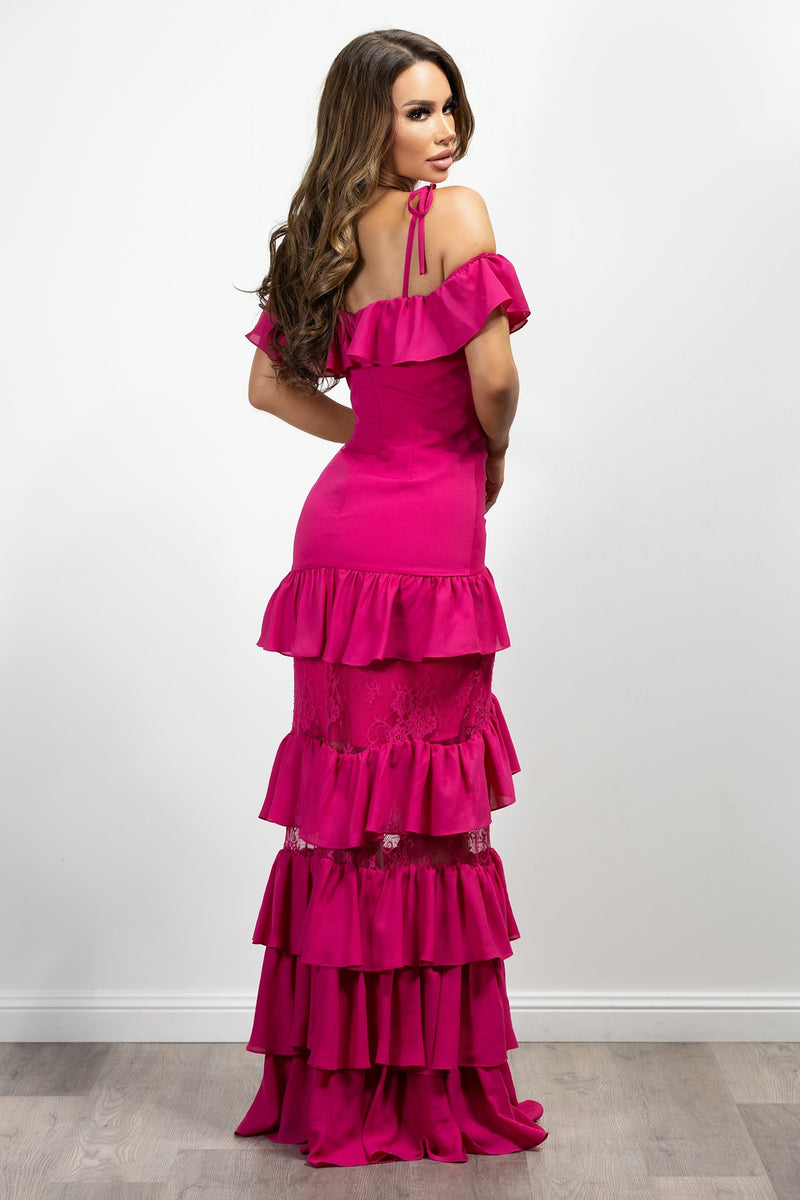Strapless Fuchsia Satin Prom Dresses BowTie Evening Dress FD3043   Viniodress